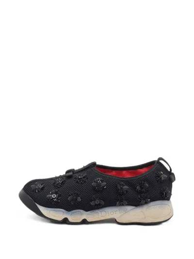 Pre-owned Dior Fusion Embellished Sneakers In Black