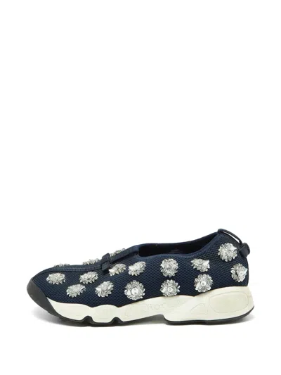 Pre-owned Dior Fusion Embellished Sneakers In Blue