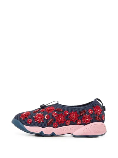 Pre-owned Dior Fusion Embellished Sneakers In Blue