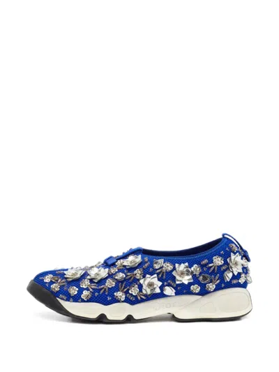 Pre-owned Dior Fusion Embellished Sneakers In Blue