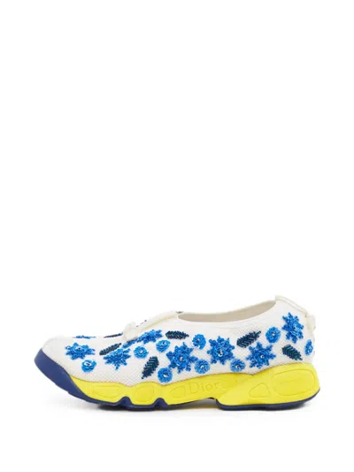 Pre-owned Dior Fusion Embellished Sneakers In White