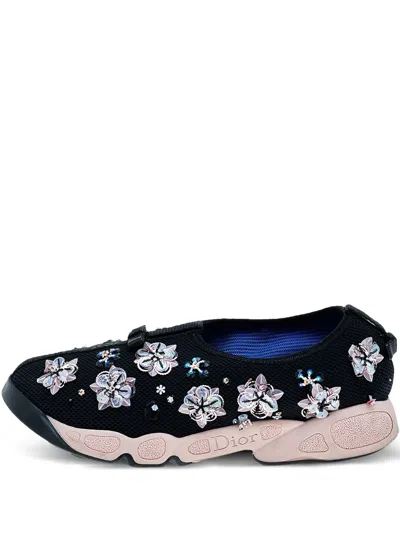 Pre-owned Dior Fusion Floral-embellished Sneakers