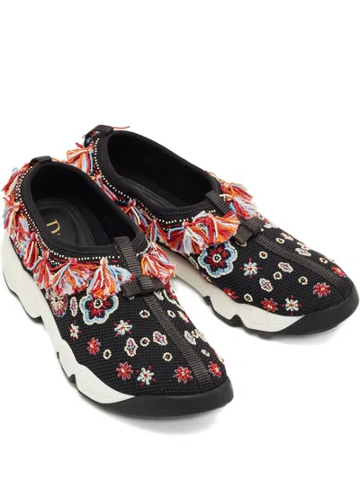 Pre-owned Dior Fusion Mesh Appliqué Sneakers In Black