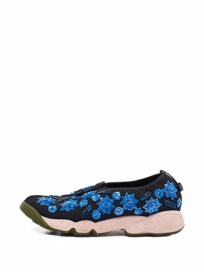 Pre-owned Dior Fusion Sequin-embellished Slip-on Sneakers In Black