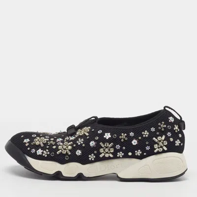 Pre-owned Dior Fusion Size 38 Black Mesh Slip On Sneakers