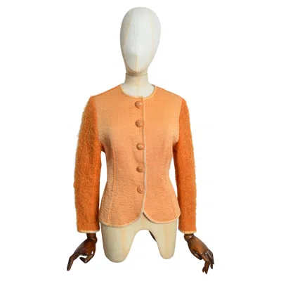 Pre-owned Dior F/w 1995 Christian  By Gianfranco Ferré Tangerine Orange Silk Mohair Jacket