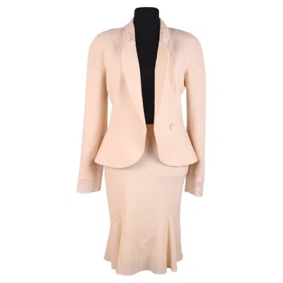 Pre-owned Dior Fw 1999 Christian  Galliano Fw 1999 Wool Skirt / Jacket Suit In Sand
