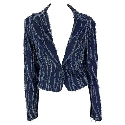 Pre-owned Dior F/w 2001 Christian  By John Galliano Distressed Denim Panel Sheer Jacket In Black