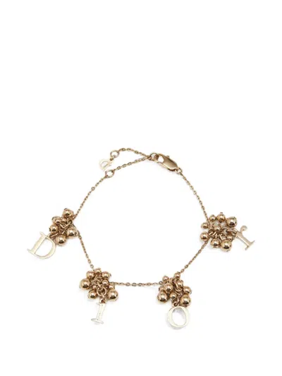 Pre-owned Dior Galliano Logo Charm Bracelet In Gold