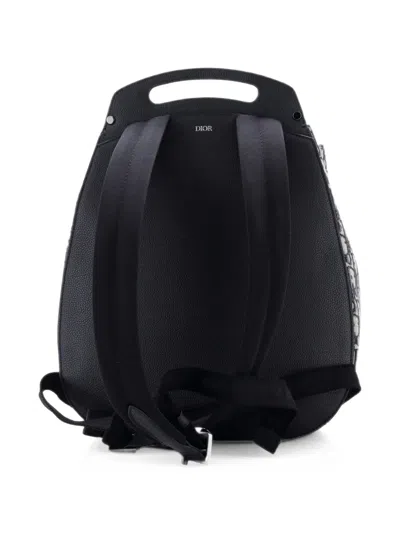 Pre-owned Dior Gallop Oblique Canvas Medium Backpack In Black