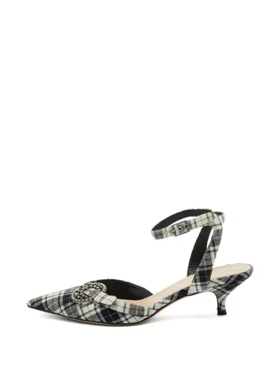 Pre-owned Dior Gang Brocade Tartan Pumps In White
