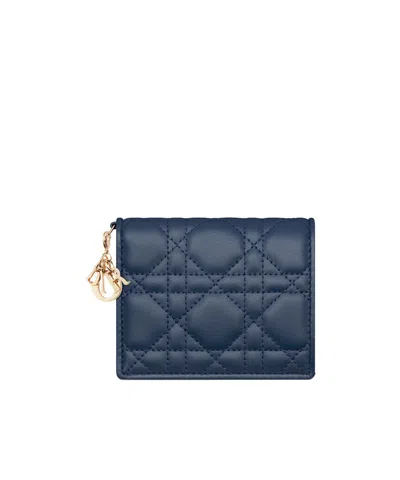 Dior Gardenia Lady  Mini Wallet In Blue