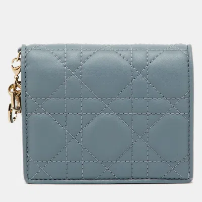 Pre-owned Dior Gardenia Wallet In Blue