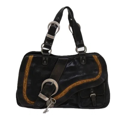 Dior Gaucho Black Leather Shoulder Bag ()