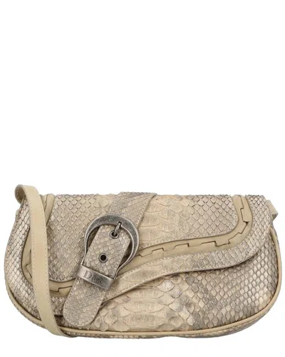 Dior Gaucho Python Handbag In Nude