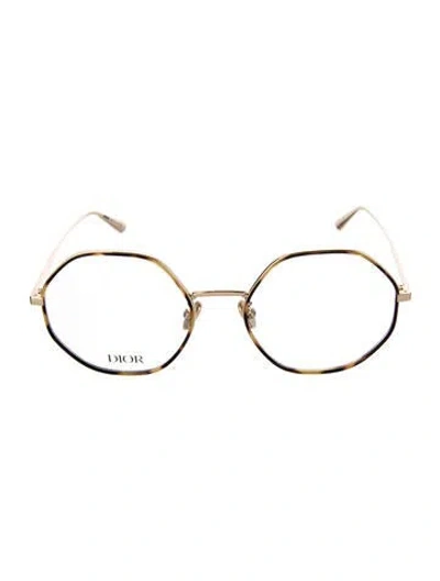Pre-owned Dior Gemo Round Eyeglasses In Gold