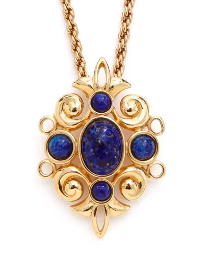 Pre-owned Dior Gemstone Pendant Necklace In Gold