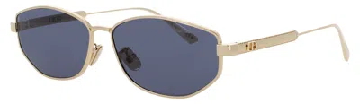 Dior Geometric Metal Sunglasses For Men In 10v - Shiny Gold / Blue Tint