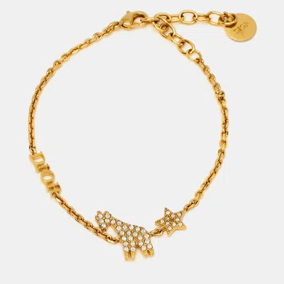 Pre-owned Dior Giraffe Crystals Gold Tone Bracelet