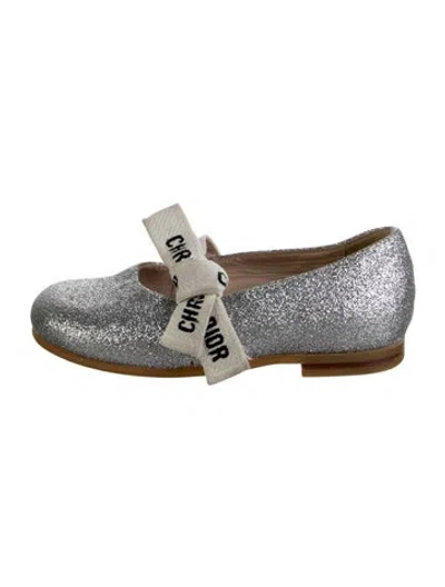 Pre-owned Dior Kids' Girls' Glitter Ballet Flats In Silver