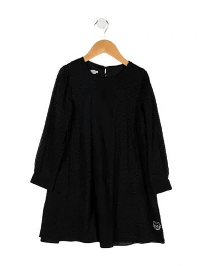 Pre-owned Dior Kids' Girls' Solid Long Sleeve Dress In Black