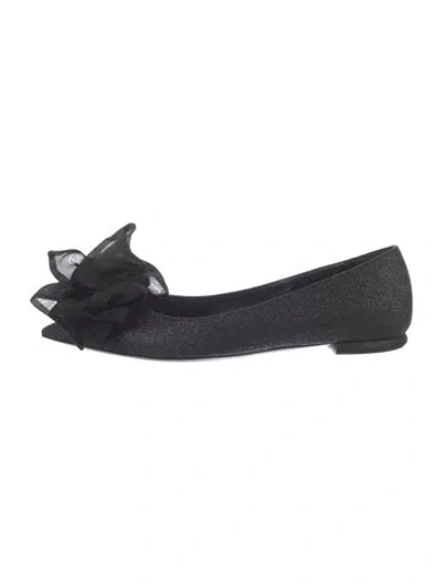 Pre-owned Dior Glitter Flats In Black