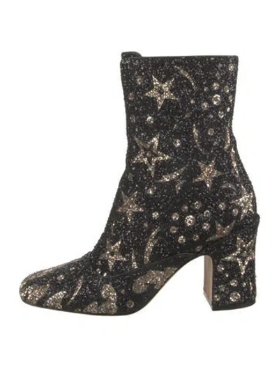 Pre-owned Dior Glitter Graphic Print Boots In Black