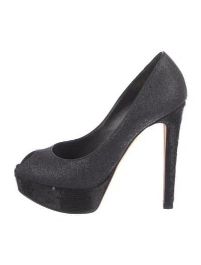 Pre-owned Dior Glitter Patterned Pumps In Black