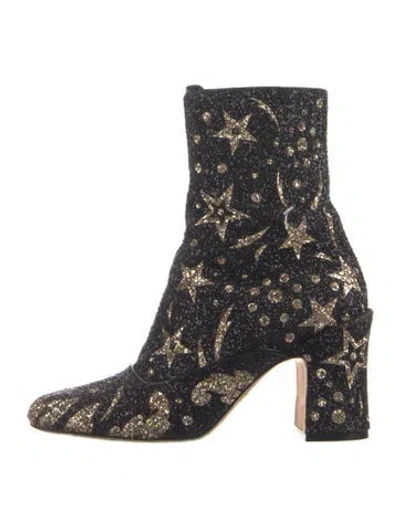 Pre-owned Dior Glitter Printed Boots In Black