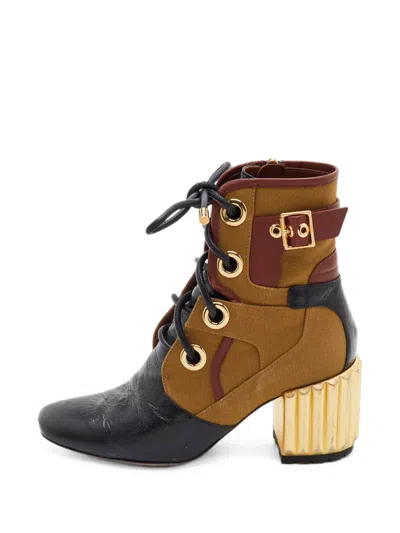 Pre-owned Dior Glorious Lace-up Ankle Boots In Brown