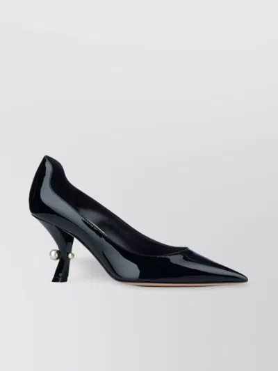Dior Glossy Pointed Toe Pumps With Unique Heel In Black