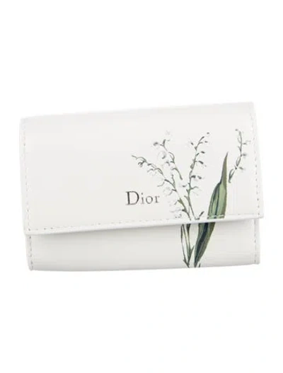 Pre-owned Dior Glycine "lilly" Leather Trifold Wallet In White