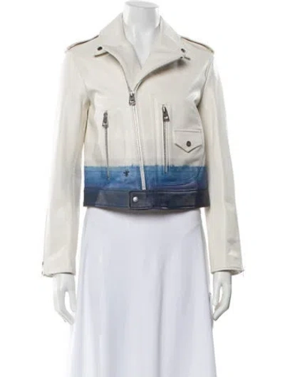 Pre-owned Dior Goat Leather Colorblock Pattern Biker Jacket
