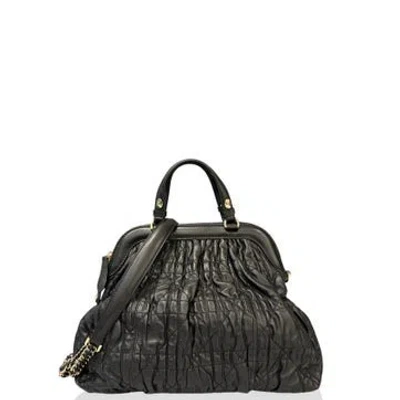 Pre-owned Dior Goat Leather Delices Satchel Large In Black