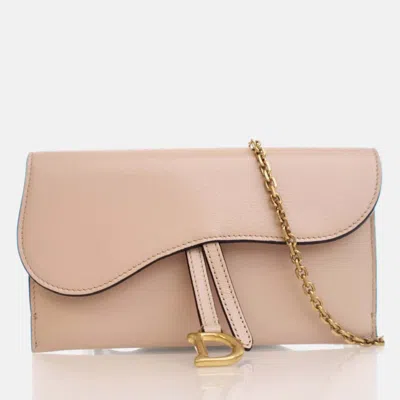 Pre-owned Dior Goatskin Saddle Pouch With Chain
