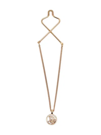 Pre-owned Dior Chain Tie Tack Necklace In Gold