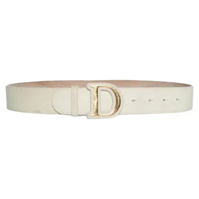 Pre-owned Dior , Gold Buckled D Belt With Beige Leather In Brown