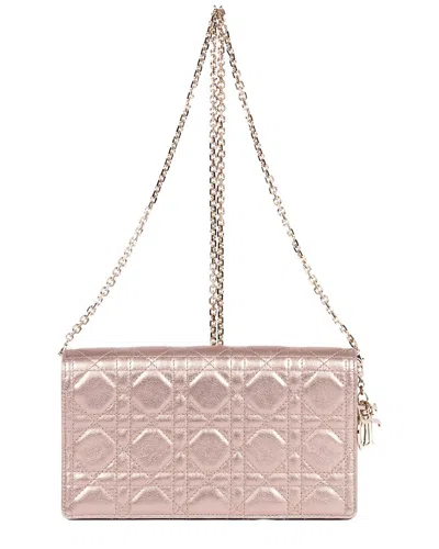 Dior Gold Cannage Leather Lady  Chain Clutch (authentic Pre-loved) In Neutral