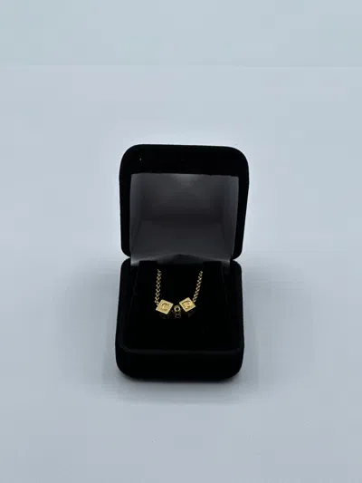 Pre-owned Dior Gold Cube Pendant Necklace