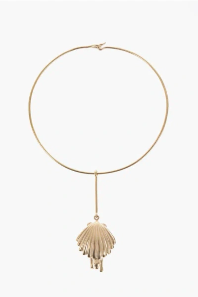 Dior Gold Effect Choker Necklace With Shell Shaped Pendant