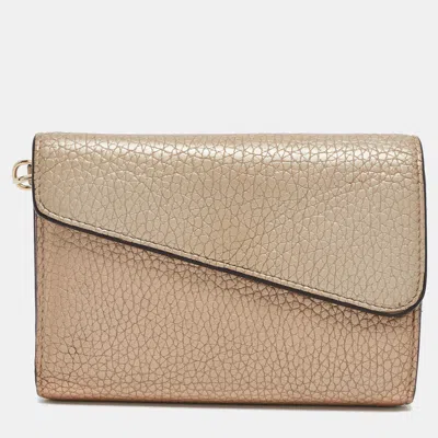 Pre-owned Dior Gold Leather Trifold Wallet