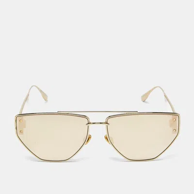 Pre-owned Dior Gold Mirrored 00sq Clan 2 Aviator Sunglasses