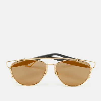 Pre-owned Dior Gold Mirrored Technologic Aviator Sunglasses