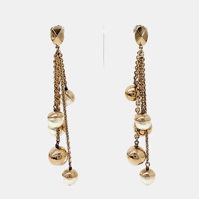 Pre-owned Dior Gold Plated Pearl Earrings
