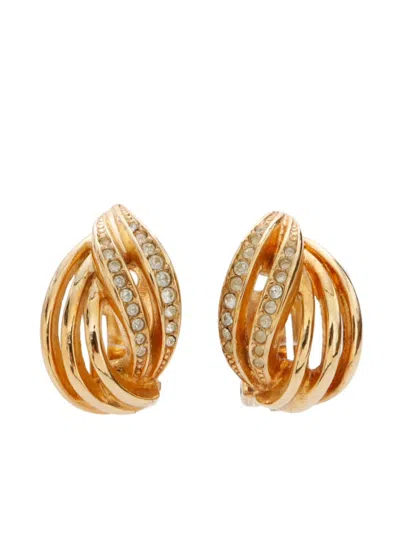 Pre-owned Dior Gold-plated Rhinestone Earrings