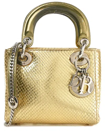 Dior Gold Snakeskin Metallic Mini Lady  (authentic Pre-loved)