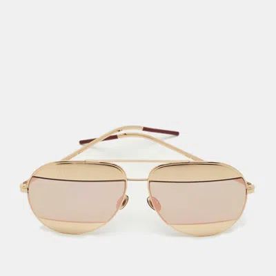 Pre-owned Dior Gold Tone Mirrored 0000j Split1 Aviator Sunglasses