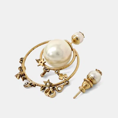 Pre-owned Dior Gold Tone Pearl Earrings
