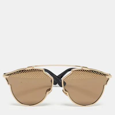 Pre-owned Dior Gold/black Rhl5v So Real Studded Aviator Sunglasses