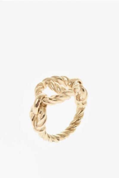 Dior Golden Effect Metal Ring With Cd Monogram In Yellow